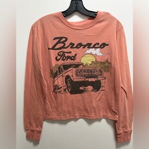 Ford Coral Graphic Bronco Long Sleeve Tee Sz S   Jeeping Lake Days Summer